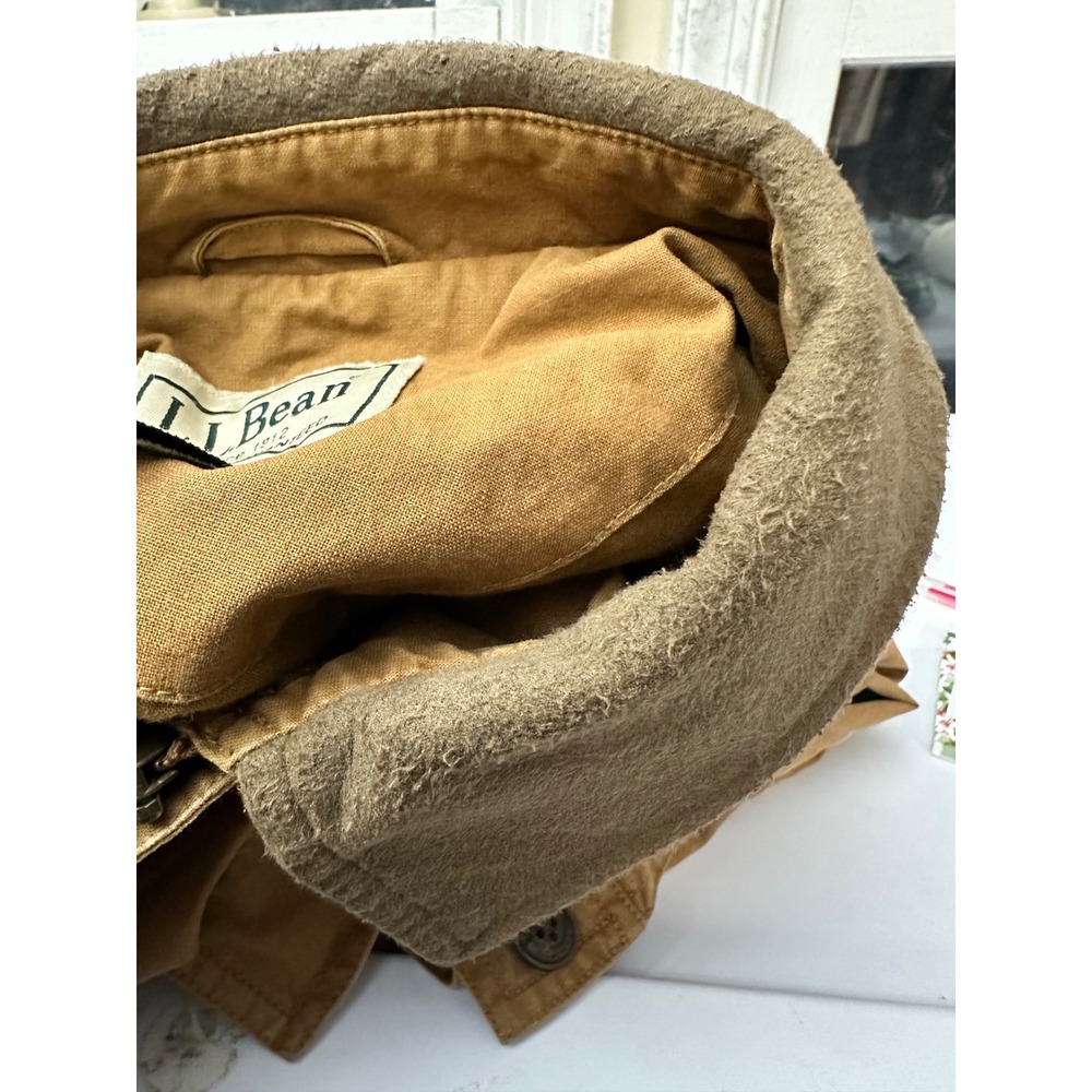 L.L. Bean Men's Vintage Tan Collared Zip Field Barn Jacket‎ Size Large Reg - Picture 10 of 10